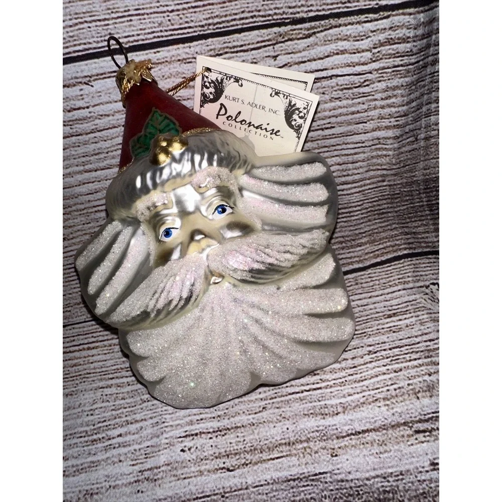 Kurt S. Adler Ornament Santa Claus Star Face Polonaise Glass Seasonal Decoration